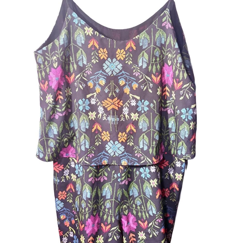 Charles Henry Floral Romper Womens 8 Black Boho Festival Fairy Grunge - Picture 5 of 7